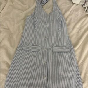 Striped Backless Halter Dress